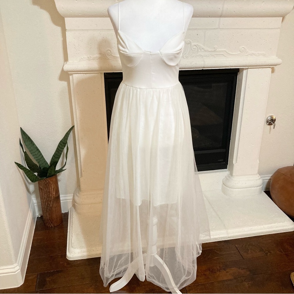 NWOT White Spaghetti Strap Toule Dress Size XS Small S